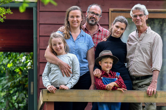(L-R) Andrew and Tuuli with their children Rami (6) and Maija (9), Ian Forward and daughter Marleena. 