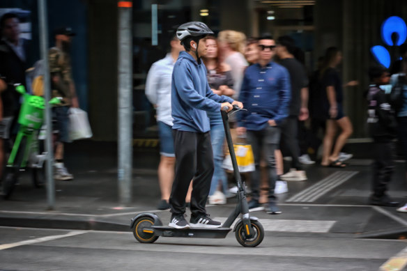 An e-scooter rider in Melbourne. 