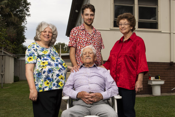 Dan Long, with his daughters Vicki Long and Bonnie Goodfellow and grandson Riley Lavelle. 