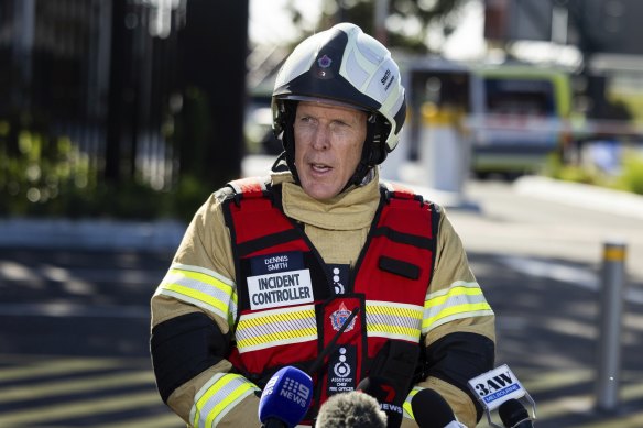 FRV incident controller Dennis Smith speaks to the media on Tuesday morning.