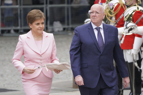 Former Scottish first minister Nicola Sturgeon and her husband Peter Murrell in London last year.