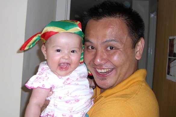 A young Mia with her father Clem Lay.