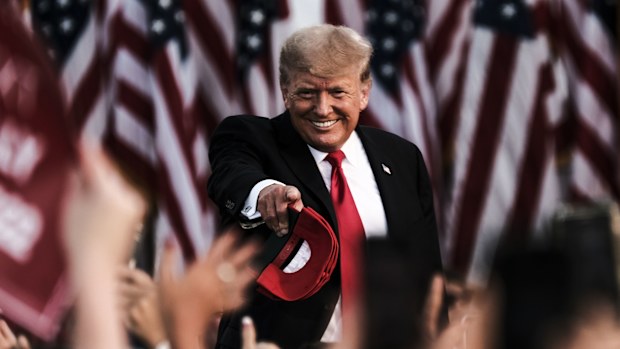 ‘Miss me?’ Trump emerges for rally, turns on Republicans