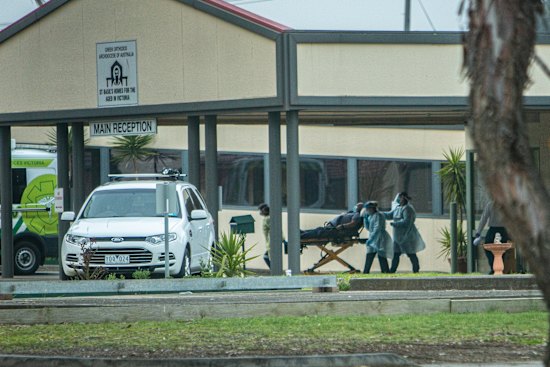 St. Basil’s Homes for the Aged in Fawkner at the height of last year’s deadly COVID-19 outbreak.