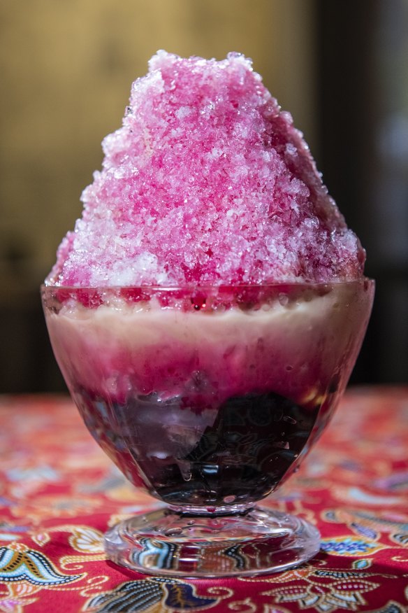 A colourful ice kachang.