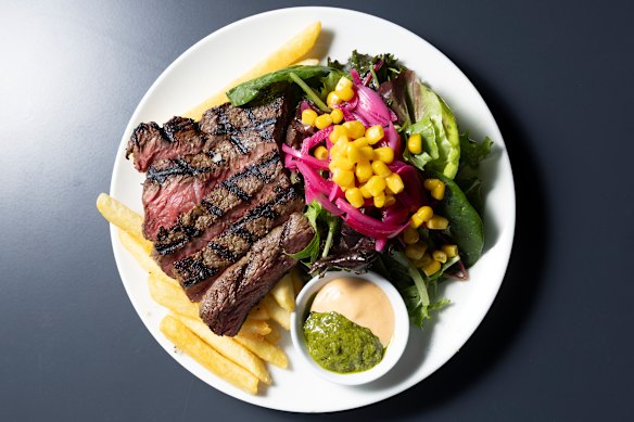 The steak of the day lunch plate.