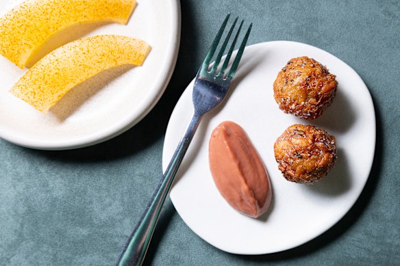 “Unmissable” taro fritters with hot sauce (pictured at Manze, and also served at Boire).