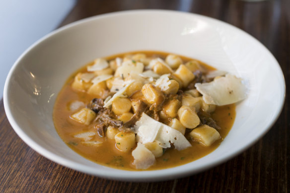 Tipo 00’s signature gnocchi with duck and porcini ragu.