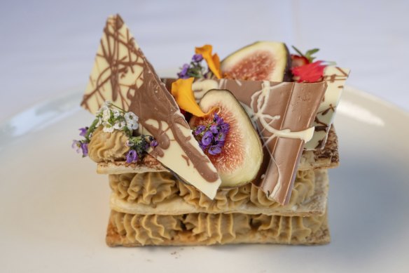 Millefeuille with coffee-spiked mascarpone.