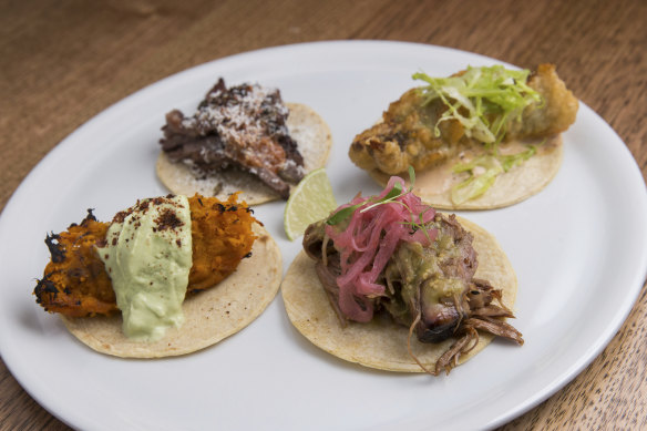 The ‘taco flight’ at Taquito in Carlton.