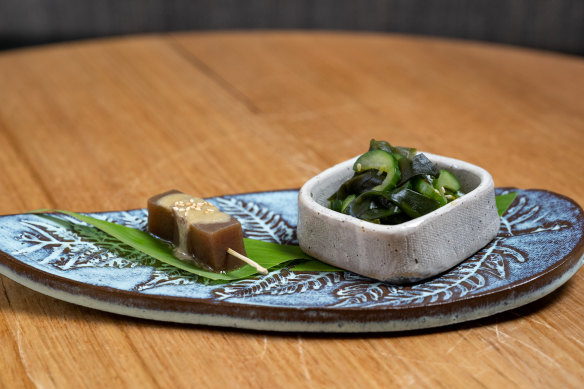 Cucumber and wakame salad.