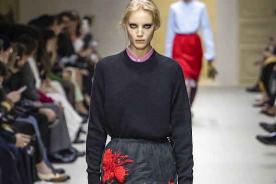 Jewel-bright accents enliven cold-season colours on last month’s Prada catwalk in Milan.