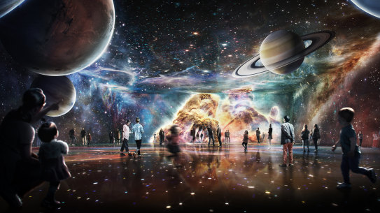 Artist impression of Parramatta Powerhouse's 360-degree immersive screen space.