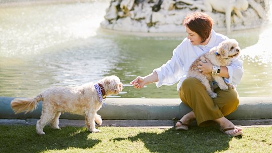 Kimberley Kitching with Ronnie and Nancy-Jane, named after her husband Andrew Landeryou’s political hero, former US President Ronald Reagan, and his two wives.