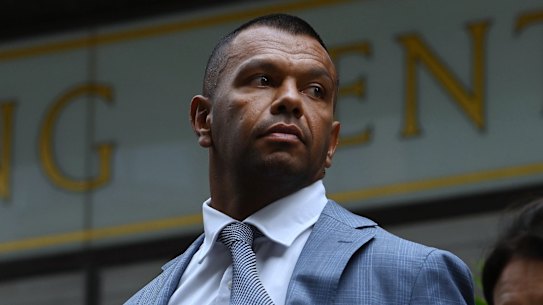 Wallabies player Kurtley Beale outside Downing Centre District Court during his sexual assault trial.