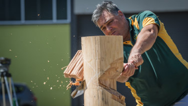 Due to overwhelming community feedback, wood chopping will return to the Royal Canberra Show in 2019. Pictured is local wood chopper Andrew Halliday.