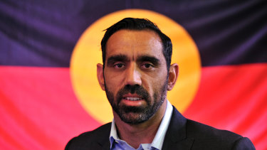 Adam Goodes, who spoke out against racism - and endured a racist backlash.
