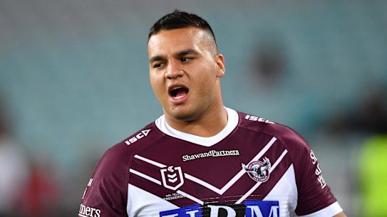 Lloyd Perrett playing for the Sea Eagles in 2019.