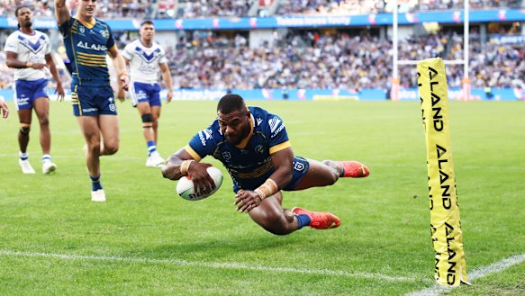 Maika Sivo scores the first of his two tries.