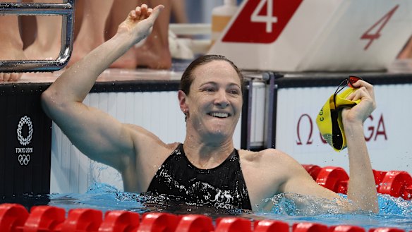 Cate Campbell after anchoring Australia to a gold medal in the  100m freestyle relay in Tokyo.