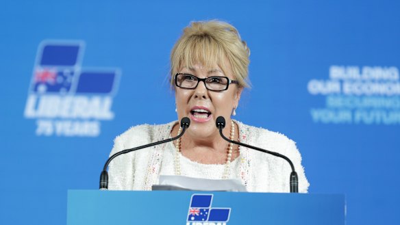 Teena McQueen, pictured at a Liberal Party federal council meeting in 2019, is among those banned from speaking.
