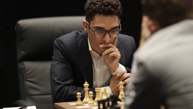 Locking pawns: Fabiano Caruana looks for options against Norway's Magnus Carlsen.