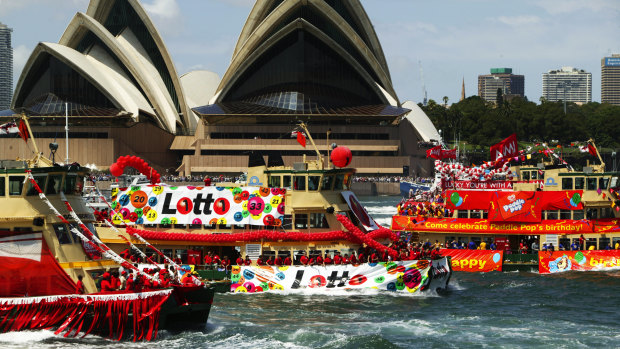 The ferry race is one of the highlights of Australia Day on the harbour.