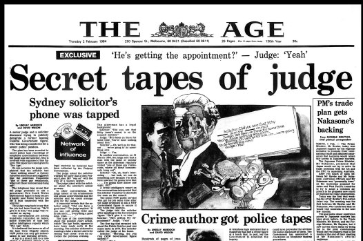The front page of The Age on February 2, 1984.