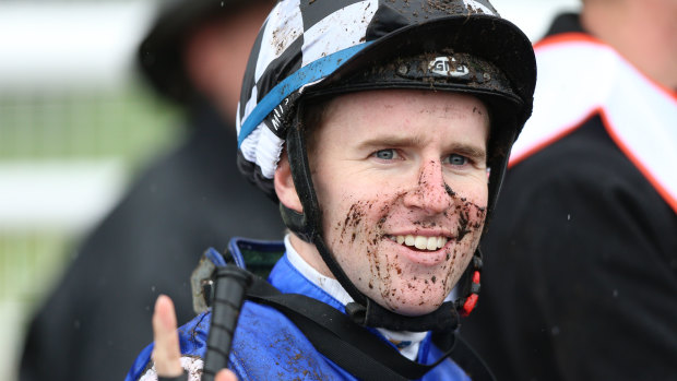 Top-line Sydney hoop Tommy Berry takes the ride on Reaching at Wyong on Thursday.