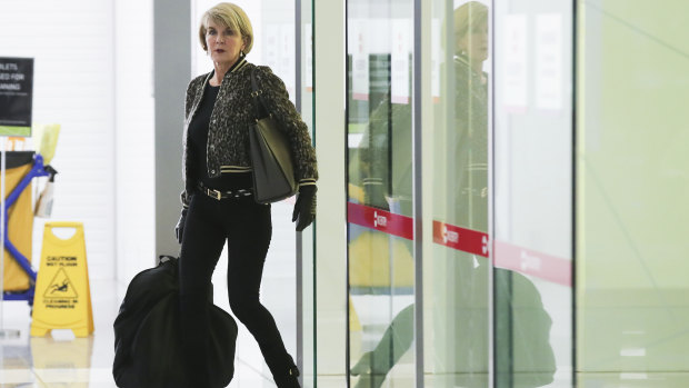 Foreign Affairs Minister Julie Bishop arrives at Canberra Airport on Sunday night.