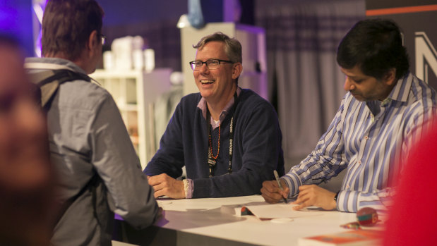 Brian Halligan (L) with Hubspot co-founder Dharmesh Shah at the Hubspot Inbound conference.