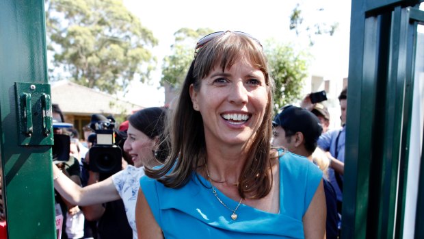 Premier Gladys Berejiklian trails Wendy Lindsay as they campaign together in East Hills.
