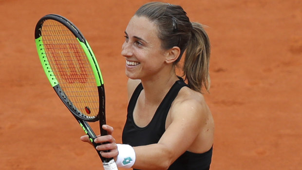 Damage done: Tournament 31st seed Petra Martic celebrates her upset win over her second-seeded Czech opponent.