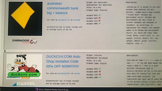 CBA bank account login details are for sale on the dark web. 