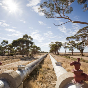 The existing Perth to Kalgoorlie water pipeline.