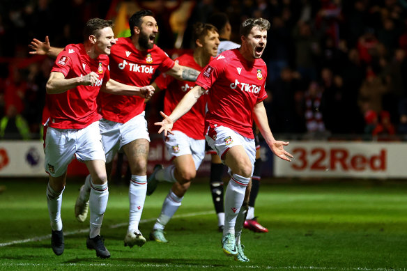 James Jones after scoring for Wrexham.