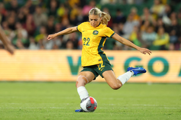 Charli Grant during the Matildas Olympic qualifiers last year.