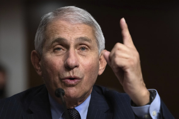 Dr Anthony Fauci, director of the National Institute of Allergy and Infectious Diseases during a Senate hearing last month.