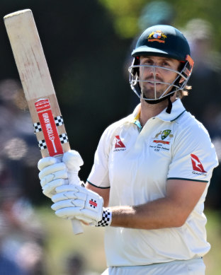 Mitch Marsh posted a half-century in Australia’s run chase in Christchurch.