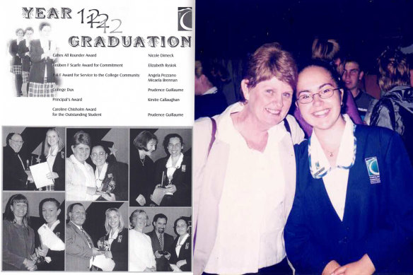 Prue Car’s year 12 year book; Car and her three-unit English teacher Michele Elborough.