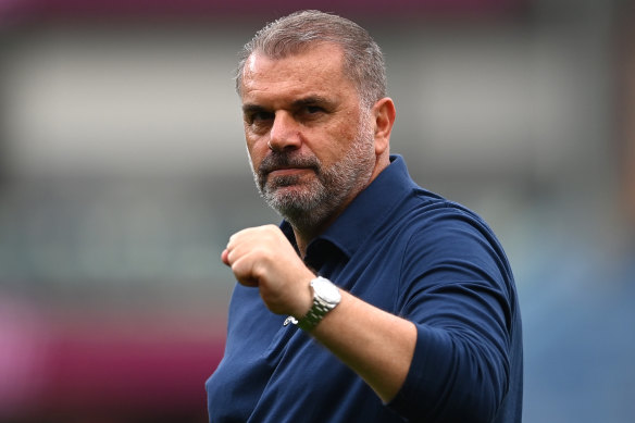 Ange Postecoglou, Tottenham Hotspur manager, celebrates his team’s victory over Burnley earlier this month.