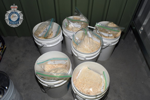 The cocaine was allegedly concealed inside another substance, which was smuggled into Australia in plastic buckets.