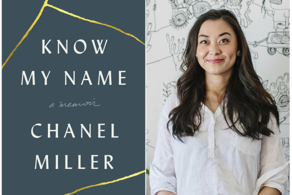Chanel Miller with the front cover of her bestselling memoir. 