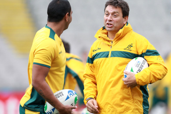 Former Brumbies coach David Nucifora (right) will return home from his position as Ireland’s high-performance director to take on an advisory role with Rugby Australia.