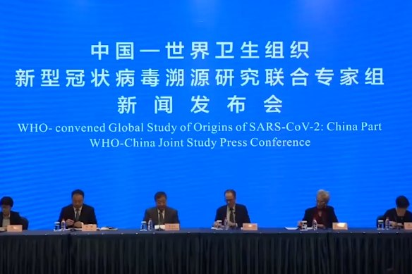 The WHO press conference in Wuhan.