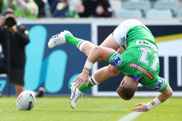 An acrobatic Hudson Young opened the scoring after just a minute for Canberra.