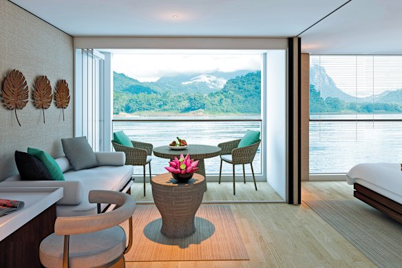 Deluxe Suite, Scenic Spirit, on the Mekong.