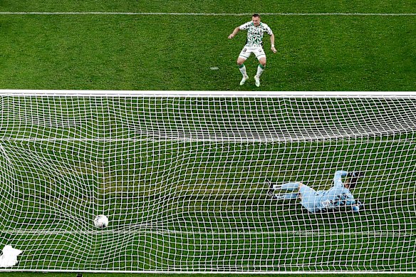 Berisha scores from the spot to seal the win.