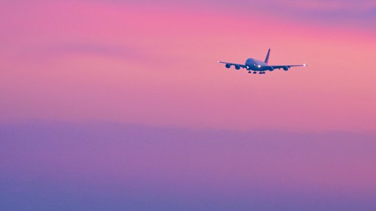 An Airbus A380 from Abu Dhabi lands without passengers, in Munich, Germany on Monday.