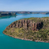 The blocky cliffs along the Hunter River are some of the oldest rocks in the Kimberley.